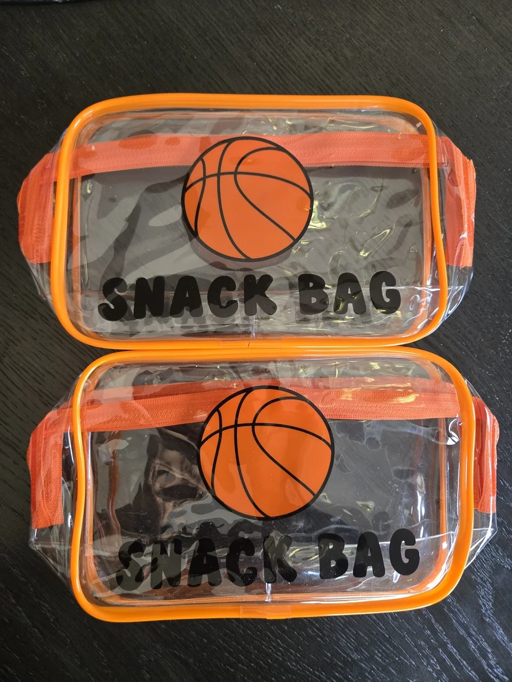 Kids Snack Bag with Orange Basketball Design X2